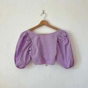 ZARA Lavender Puff sleeve Corduroy top size S 💜